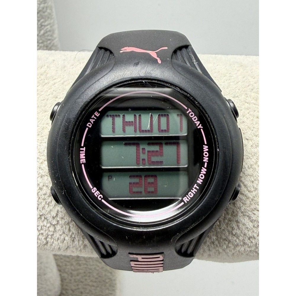 Puma New Battery Digital Unisex Watch 40MM 7.5" Black Resin Band